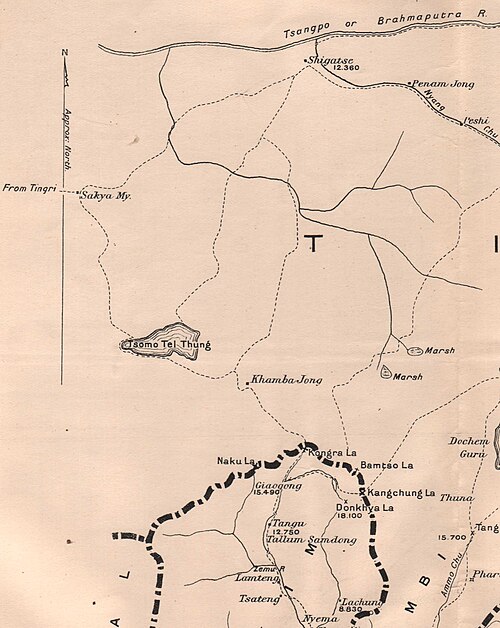 Shigatse a Tsangpo - Penam Jong, Khamba Jong, Tibetská cesta 1903