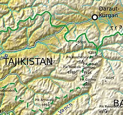 Mapa severních Pamir