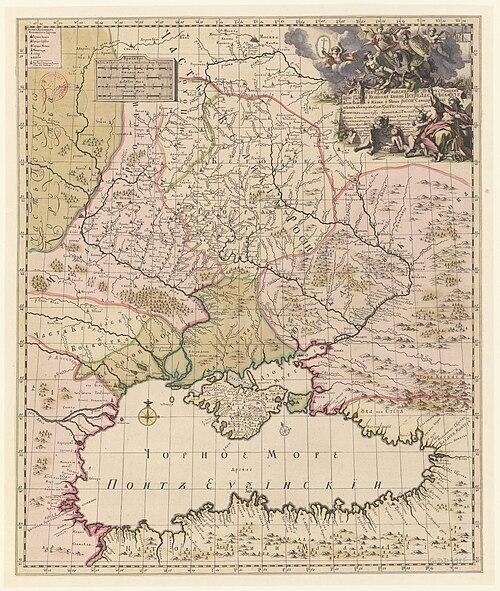 Mapa jižní Ruska Georg von Mengdena 1699