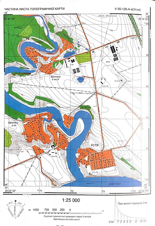 Příklad listu přehledně-topografické mapy