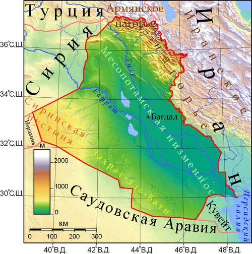 Fyzická mapa Iráku