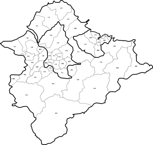 Mapa správ. okresů Severní Taipei 2024