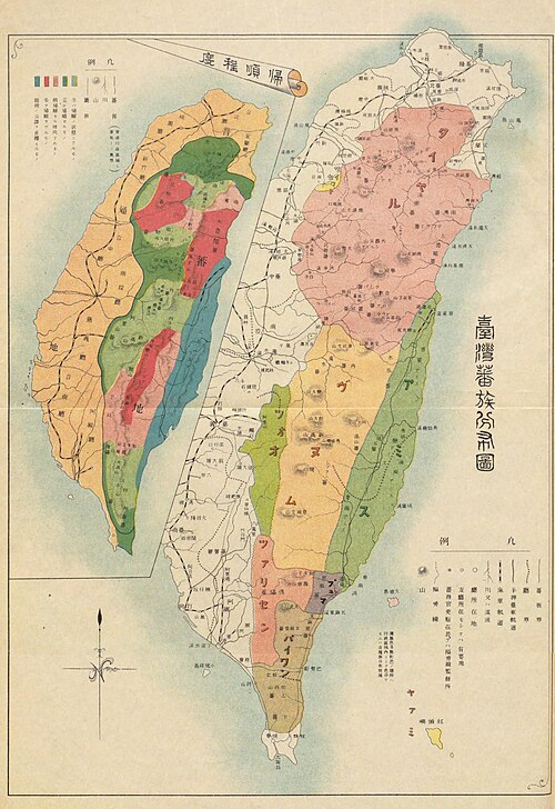 Mapa rozdělení taiwanese kmenů