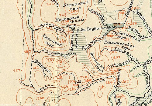 Orografická mapa jižního Středního Uralu, 1904