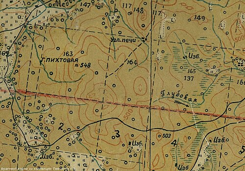 Mapa okresu Polevskij, Sverdlovská oblast, 1936