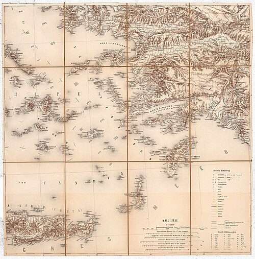 Dodekánes, západ Kréty; Scheda-mapa