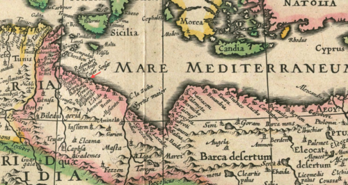 Detail mapy Tripolisu z roku 1635 od Blaeu