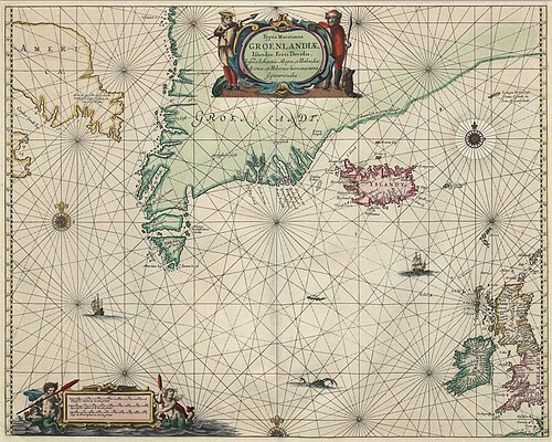 Mapa Johannese Janssonia - Severní Atlantik (1650)