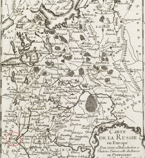 1708 Kyjev - Mapa Ruska v Evropě