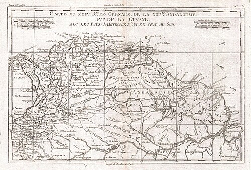 Mapa severní Jižní Ameriky (Raynal-Bonne, 1780)