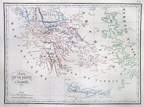 Mapa Řecka, 1834 Malte-Brun