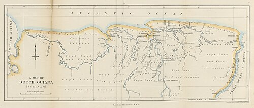 Mapa Surinamu z roku 1876