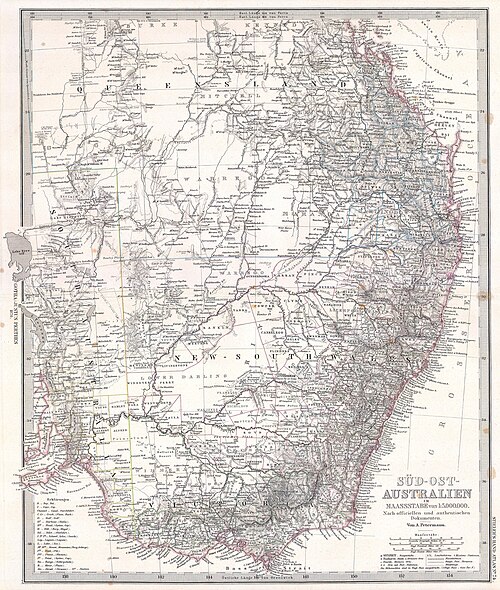 Stielersova mapa jihovýchodní Austrálie 1876