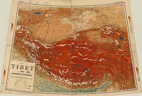 Mapa Tibetu a přilehlých zemí 1914