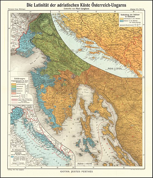 Etnografická mapa Adriatického pobr. 1915