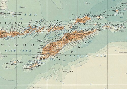 Mapa ostrova Timor z 20. let