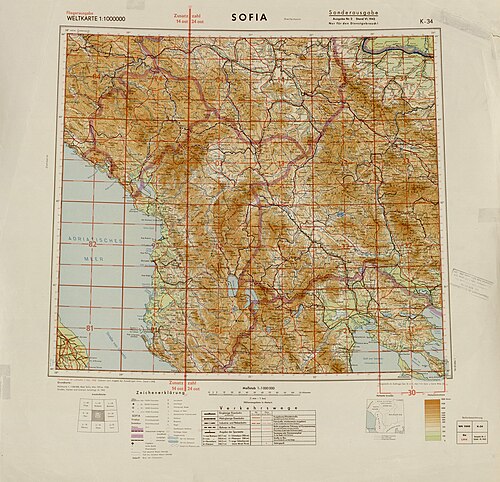 Německá vojenská mapa 1942 - Sofie