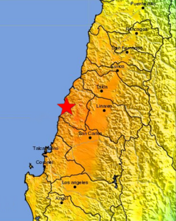 Intenzita zemětřesení Maule 2010 USGS