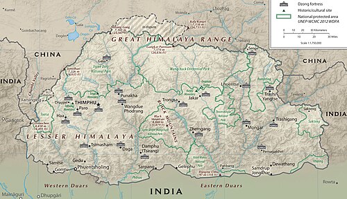 Fyzická geografie Bhútánu 2015 (Detail)