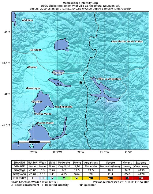 Zemětřesení Villa La Angostura M6.1 (USGS)