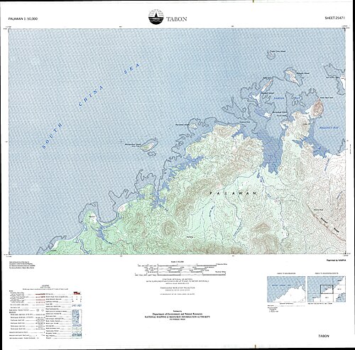 Tabon topografická mapa