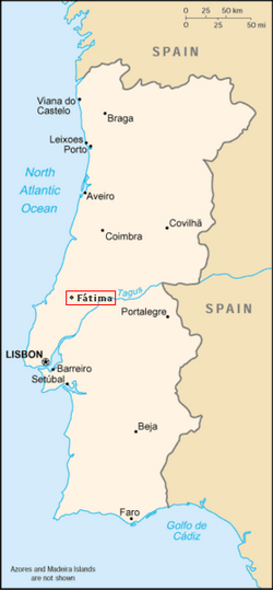 Mapa Fatimy v Portugalsku