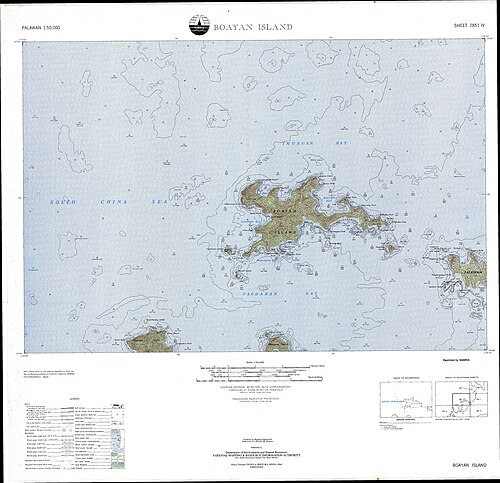 Topografická mapa ostrova Boayan