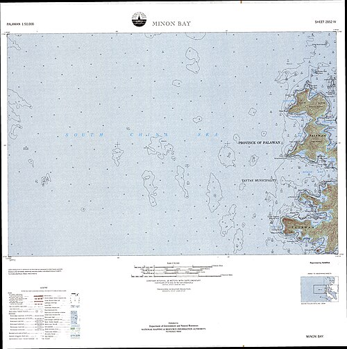 Topografická mapa zálivu Minon