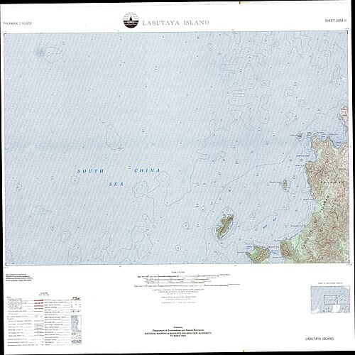 Topografická mapa ostrova Labutaya