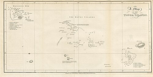 Mapa Tonžských ostrovů z účtu nativců