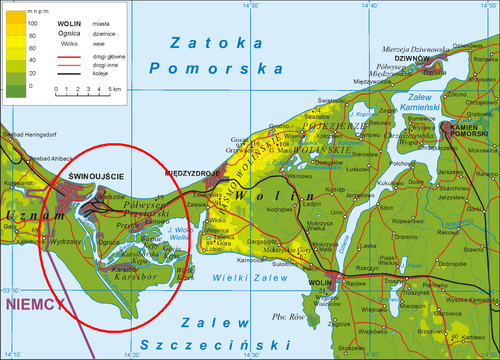 Wolin mapa Świnoujścia