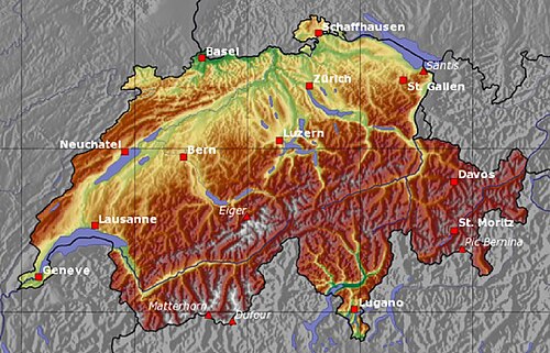 Mapa Švýcarska R2