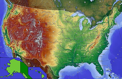 Topografická mapa USA - GMT R2