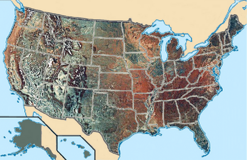 Topografická mapa USA