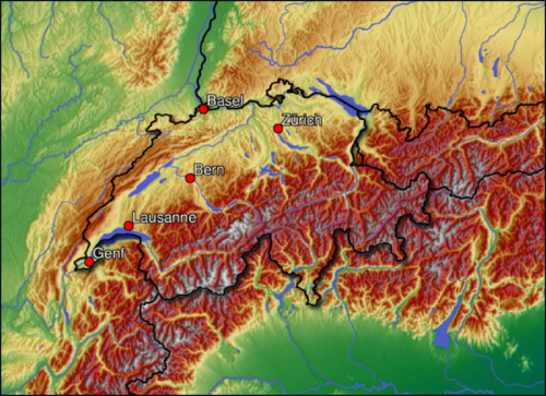 Mapa Švýcarska R
