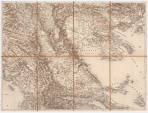 Severní Řecko, Chalkidiki; Mapa evropské Turecka