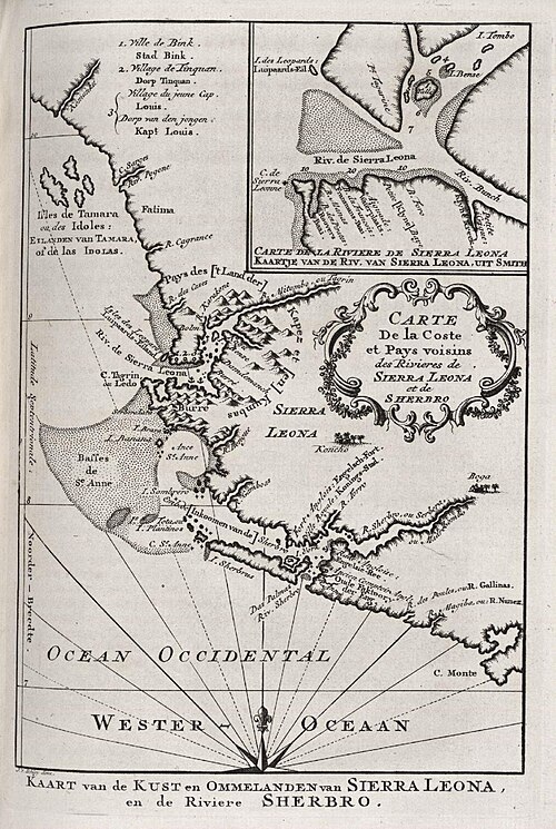 Mapa pobřeží Sierra Leone