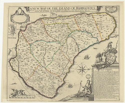 Nová mapa ostrova Barbados - P. Lea