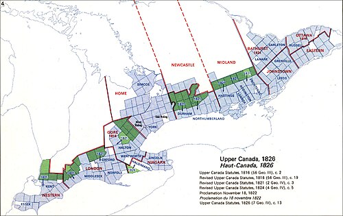 Mapa horní Kanady z roku 1826