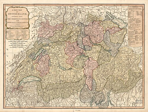 Nová mapa Švýcarska se třináctima kantony