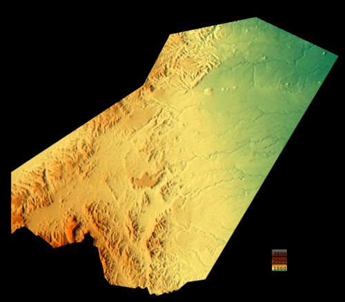 Topografická mapa regionu Ali Sabieh