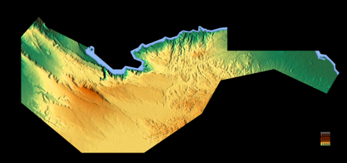 Topografická mapa regionu Arta