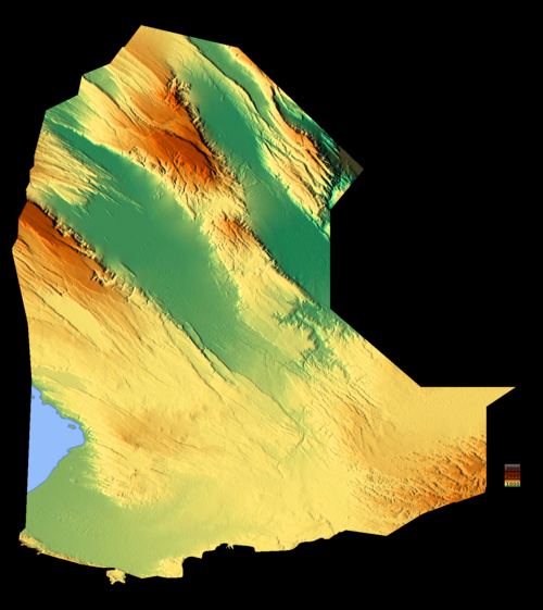 Topografická mapa regionu Dikhil
