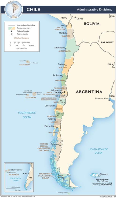 Administrativní rozdělení Chile