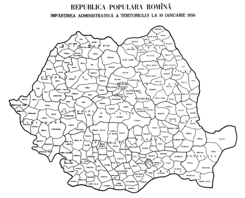 Administrativa mapa Rumunska 1956