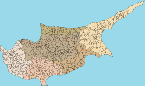 Administrativní mapa Kyperské republiky