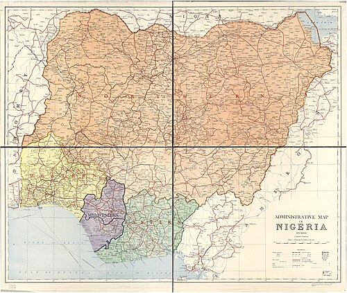 Administrativní mapa Nigérie 1965