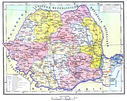 Administrativa mapa Rumunska 1960-1968