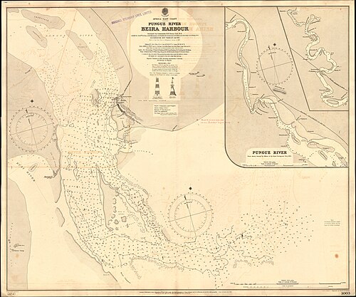 Admiralty Chart 1003: Řeka Pungue, Přístav Beira (1901)