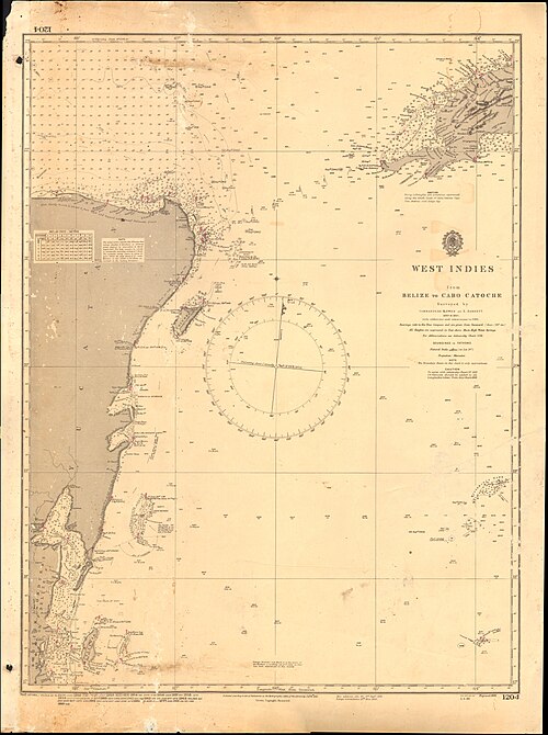 Admiralty Chart č. 1204, Belize až Cabo Catoche (1839)